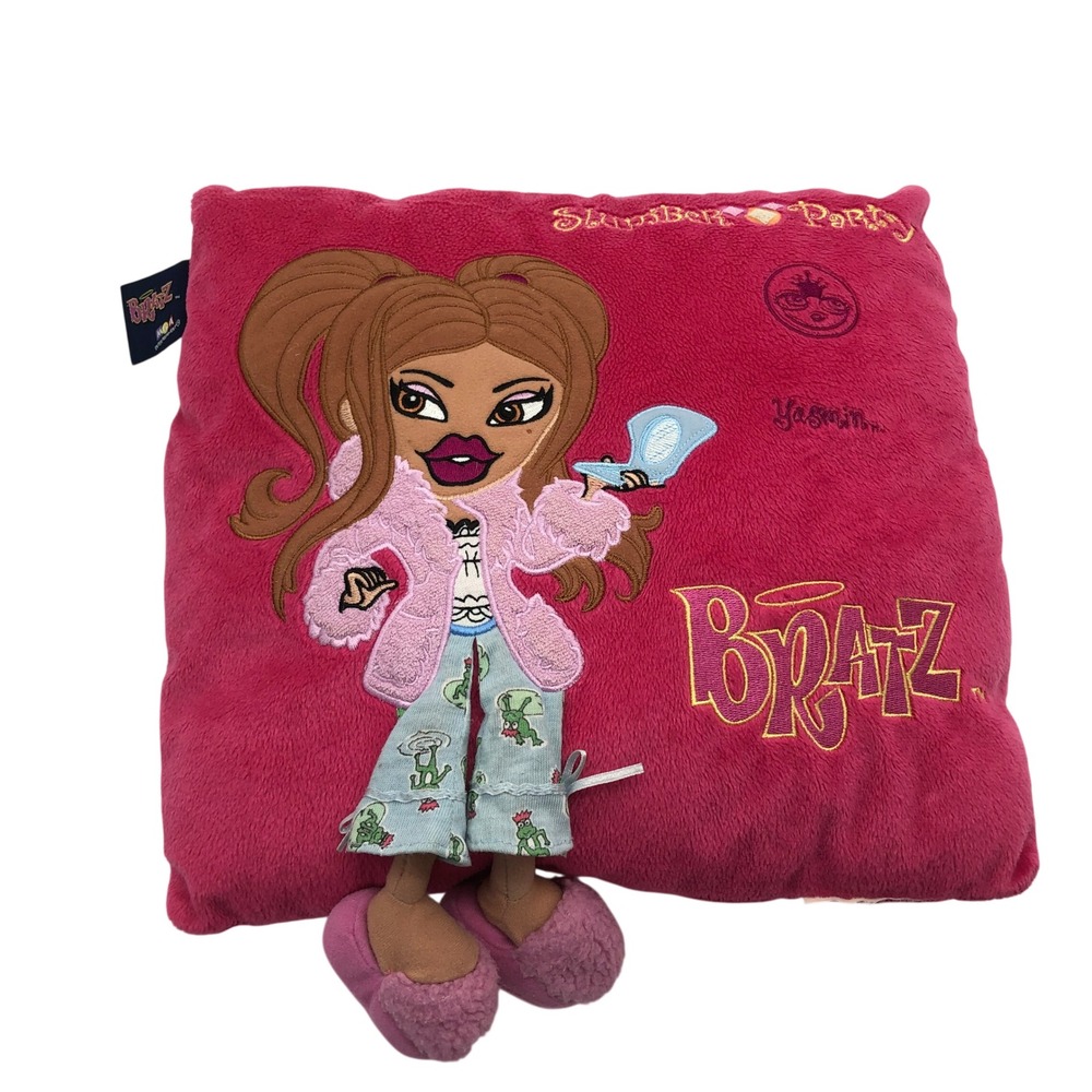 Vintage Y2K Bratz Slumber Party Yasmin Plush Pillow 3D Feet MGA Hot Pink Decor